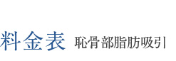 料金表 恥骨部脂肪吸引
