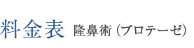 料金表 隆鼻術(プロテーゼ)