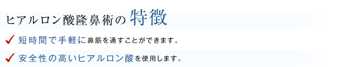 ヒアルロン酸隆鼻術の特徴