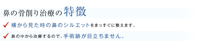 鼻の骨削り治療の特徴